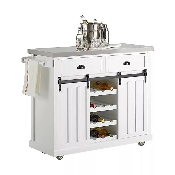 SoBuy® Kücheninsel Küchenwagen Küchenschrank mit Flaschenablage, mit 2 Schi günstig online kaufen