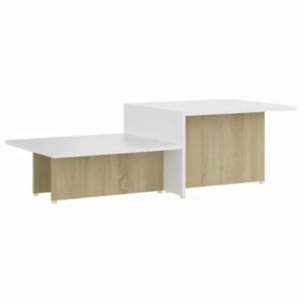 vidaXL Couchtisch Sonoma-Eiche und Weiß 111,5x50x33 cm Holzwerkstoff Coucht günstig online kaufen