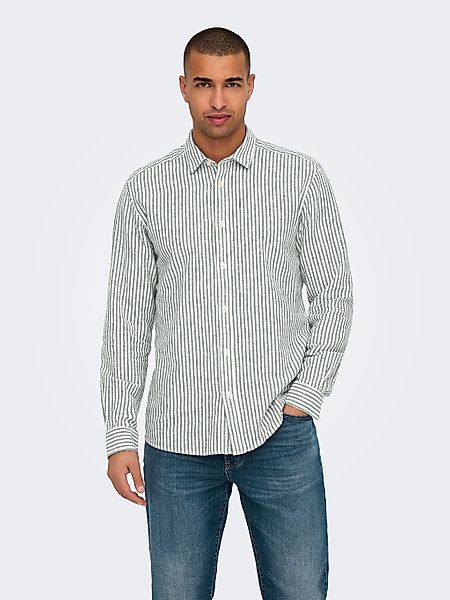 ONLY & SONS Kurzarmhemd "ONSCAIDEN LS STRIPE LINEN SHIRT 660 NOOS" günstig online kaufen