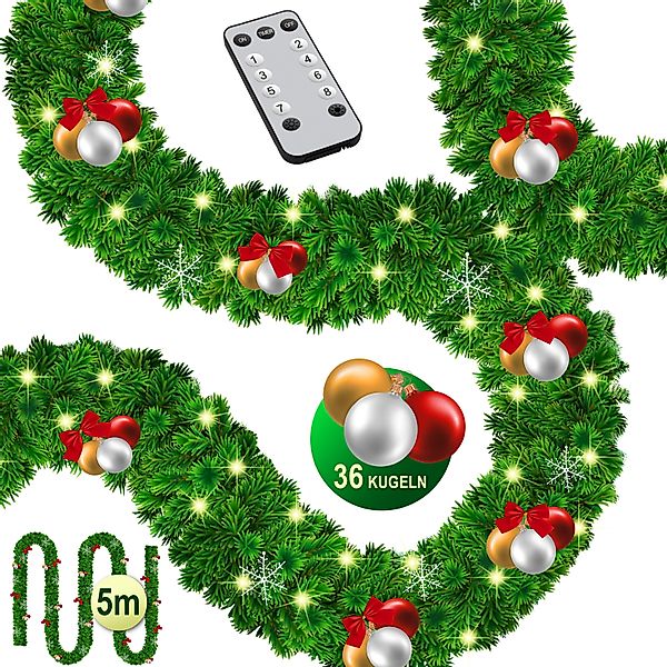 KESSER LED-Girlande, Weihnachtsgirlande mit Beleuchtung 100 günstig online kaufen