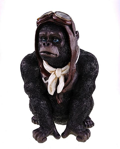Kremers Schatzkiste Dekofigur XXL Gorilla Aviator Figur Deko Skulptur 42x28 günstig online kaufen