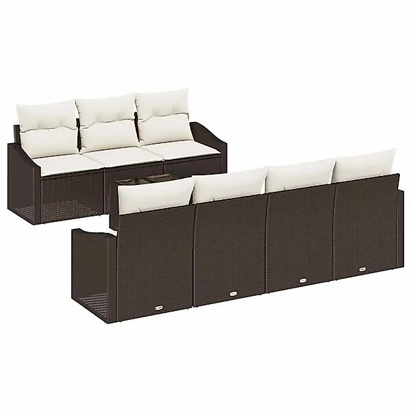 vidaXL Sofa Set mit Kissen 8-Tlg Braun und Creme Poly-Rattan 3355297 günstig online kaufen
