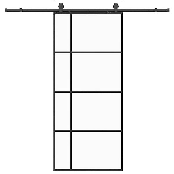 vidaXL Schiebetür mit Beschlag Schwarz 90x205 cm ESG-Glas 3375950 günstig online kaufen