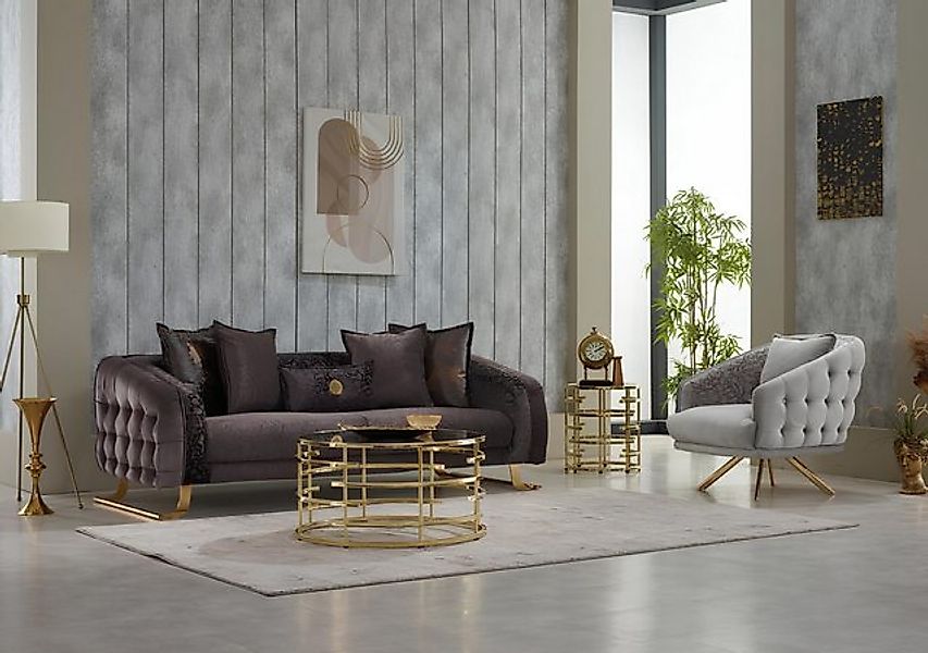 JVmoebel Sofa Couchgarnitur Dreisitzer Sessel Couch Stoff Polstersofa Sofa günstig online kaufen