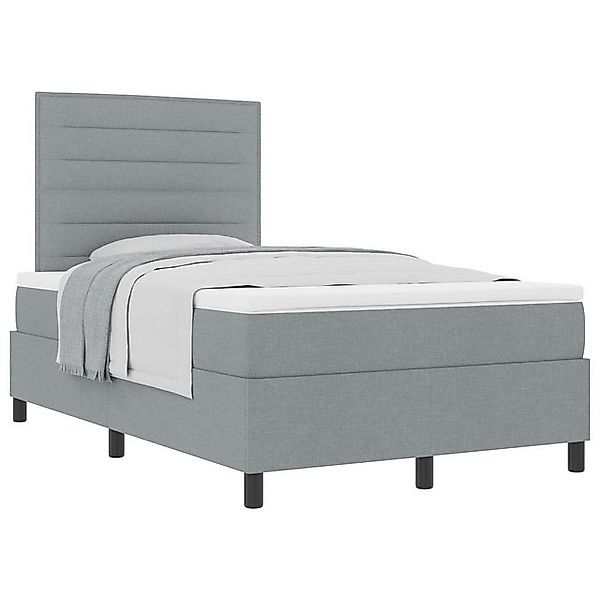 vidaXL Bett Boxspringbett mit Matratze Hellgrau 120x200 cm Stoff (1-tlg) günstig online kaufen