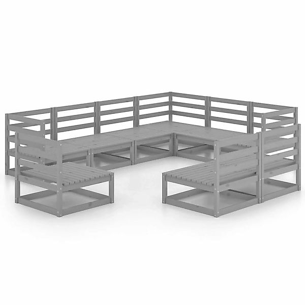 vidaXL 9-tlg Garten-Lounge-Set Grau Kiefer Massivholz Modell 16 günstig online kaufen