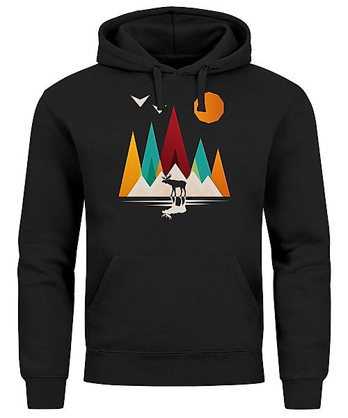 Neverless Hoodie Hoodie Herren Berge Elch Natur Polygon Outdoor Printshirt günstig online kaufen