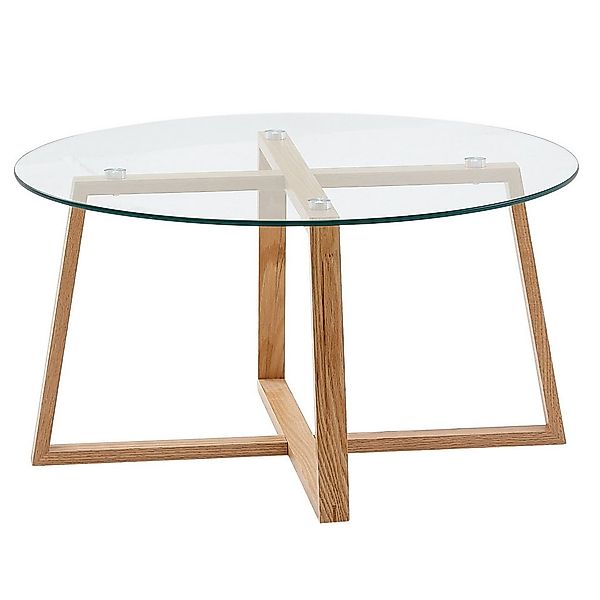 Wohnling Couchtisch WL6.495 78x78x41 cm Wohnzimmertisch Holz Glas Sofatisch günstig online kaufen