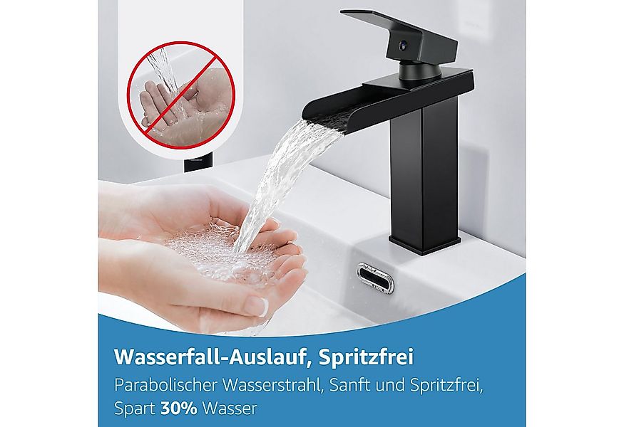 Eumaty Waschtischarmatur Wasserhahn Bad, Wasserfall Wenig Lärm Einhandmisch günstig online kaufen