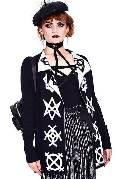 Jawbreaker Strickjacke Magic Symbols Reverse Cardigan Okkult Grufti Gothic günstig online kaufen