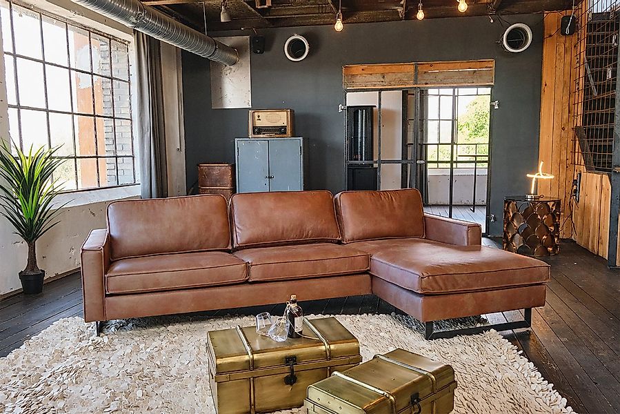 KAWOLA Ecksofa VILNIUS, Couch L-Form mit Longchair rechts oder links Lederf günstig online kaufen