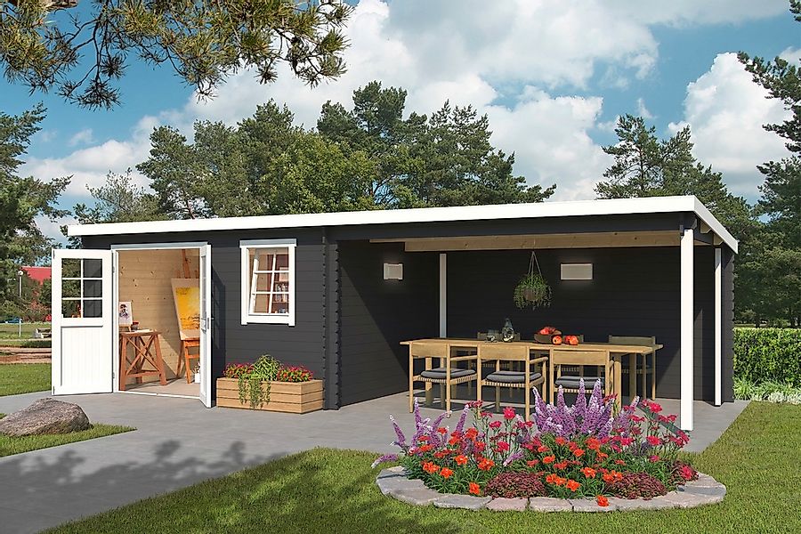 LASITA MAJA Gartenhaus "Reno, Carbongrau" mit Anbau günstig online kaufen