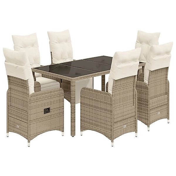 vidaXL 7-tlg Garten-Bistro-Set mit Kissen Braun Poly Rattan Modell 4 günstig online kaufen