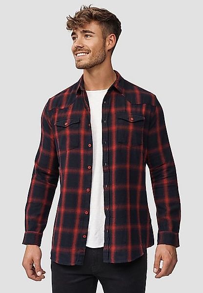 Indicode Langarmhemd Altin Flanellhemd im Karo-Design günstig online kaufen