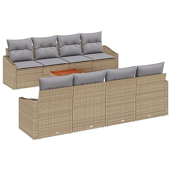 vidaXL Loungesofa 7-teiliges Garten Sofa Set mit Kissen Beige Poly Rattan, günstig online kaufen