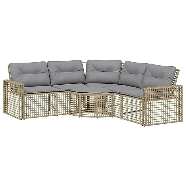 vidaXL Gartensofa in L-Form mit Kissen und Fußbank Beige Poly Rattan 365897 günstig online kaufen