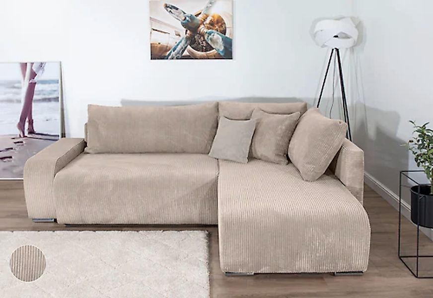COLLECTION AB Ecksofa »Poppy, L-Form, Breite 227 cm mit Schlaffunktion« günstig online kaufen