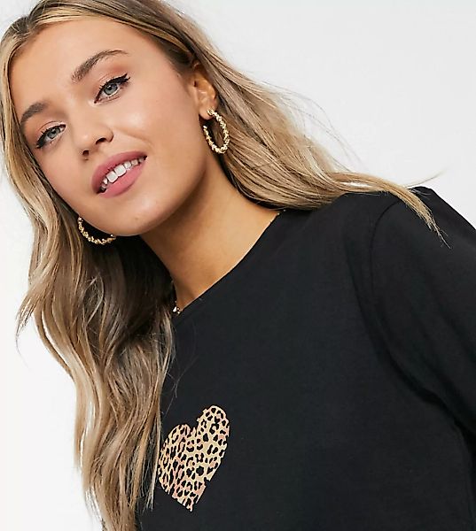 Wednesday's Girl – Locker geschnittenes, kurzes T-Shirt mit leopardengemust günstig online kaufen