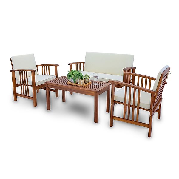 en.casa Gartenlounge-Set, (4-tlg., 1 Tisch, 2 günstig online kaufen