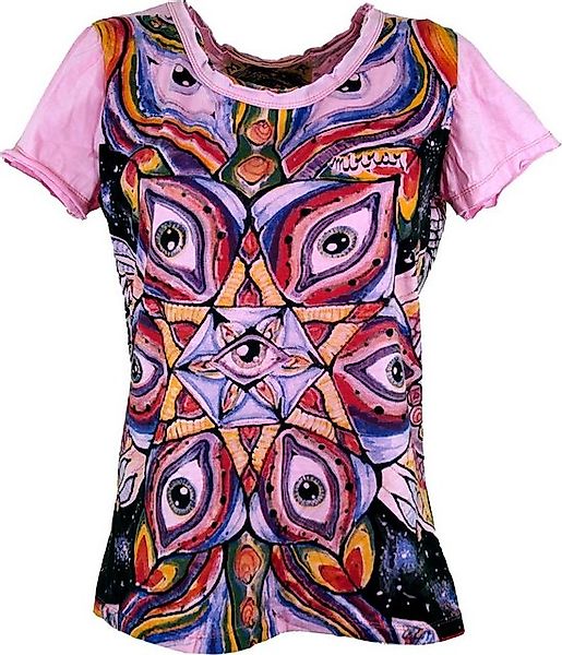 Guru-Shop T-Shirt Mirror Damen T-Shirt - Auge rosa Festival, Goa Style, alt günstig online kaufen