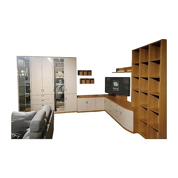 Musterring Anbauschrank Wohnwand Kira Front Lack Crema Creme Korpus Eiche S günstig online kaufen