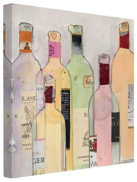 Bilderdepot24 Leinwandbild Modern Aquarell Weinflaschen Wasserfarbe creme b günstig online kaufen