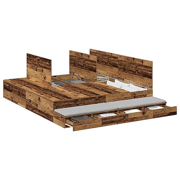 vidaXL Bett Stauraum-Bettgestell Braun Holzwerkstoff 180 x 200 x 31.5 cm (1 günstig online kaufen