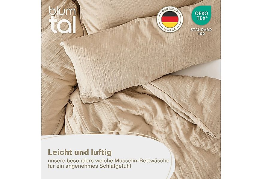 Blumtal Bettwäsche Musselin 100% Baumwolle im Set, Kopfkissenbezug & Decken günstig online kaufen