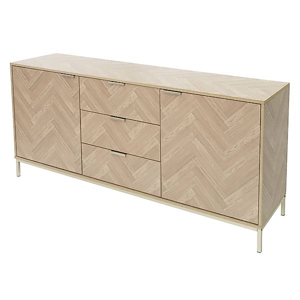 ML-Design Sideboard 160x75,5x40 cm Eiche Optik Fischgrätenmuster Metallgest günstig online kaufen