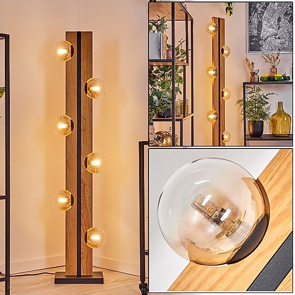 hofstein Stehlampe Stehlampe aus Holz/Metall/Glas in günstig online kaufen