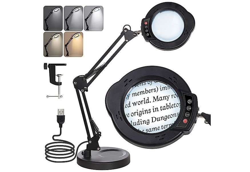 QUBEBU Lupenlampe Lupenleuchte 10X Lupenlampe Schreibtischlampe Lupe mit Li günstig online kaufen