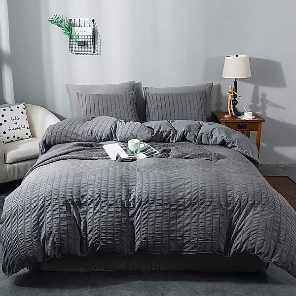 ibettertec Bettwäsche Seersucker Bettwäsche 135x200cm,200x200cm,Wendebettwä günstig online kaufen