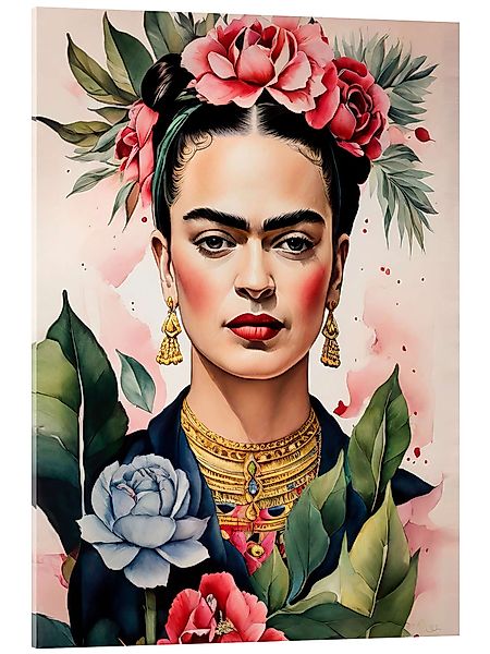 Posterlounge Wandbild Frida Kahlo mit Rosen, günstig online kaufen