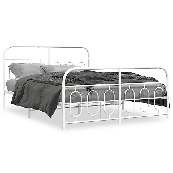 vidaXL Bettgestell mit Kopf- und Fußteil Metall Weiß 140x200 cm 377185 günstig online kaufen