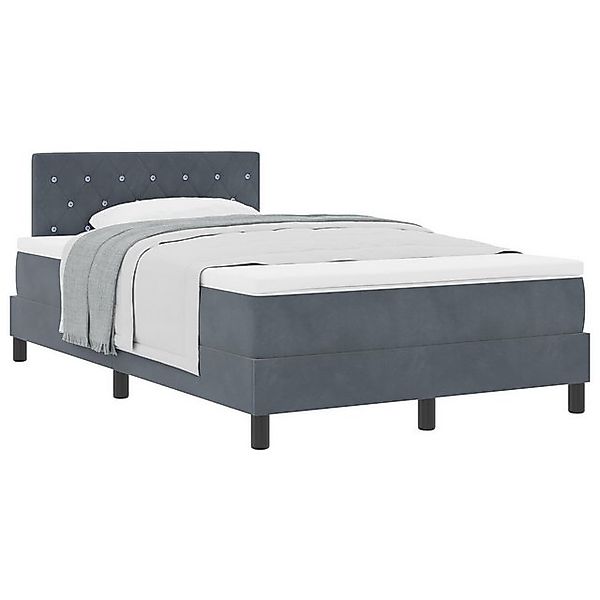 vidaXL Bett Boxspringbett mit Matratze Dunkelgrau 120x200 cm Samt (1-tlg) günstig online kaufen