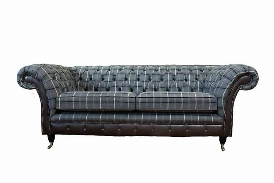 JVmoebel Sofa Designer Grauer Chesterfield Dreisitzer Polster Couch 3-Sitze günstig online kaufen