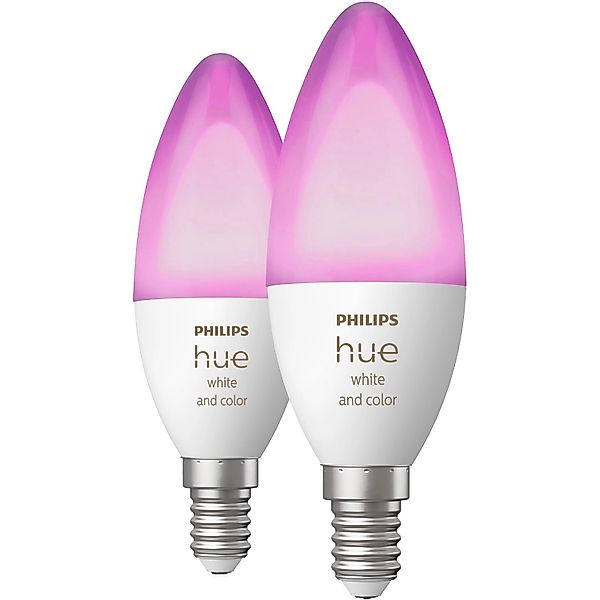 Philips Hue LED Lampe E14 2er Set 5,3W 320lm White Color Amb. Smarte Lampe günstig online kaufen