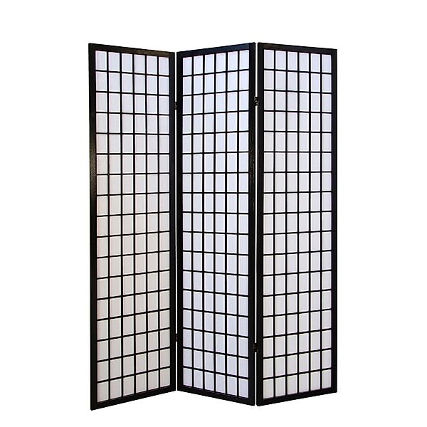 Homestyle4u 3-tlg. Paravent in Schwarz 132x175 cm 162 günstig online kaufen