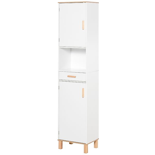 kleankin Badschrank Platzsparend aus Holz, Hochschrank mit Schränken und Sc günstig online kaufen