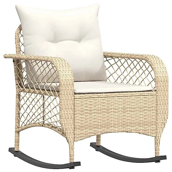 vidaXL Garten-Schaukelstuhl mit Kissen Beige Poly Rattan 4104197 günstig online kaufen