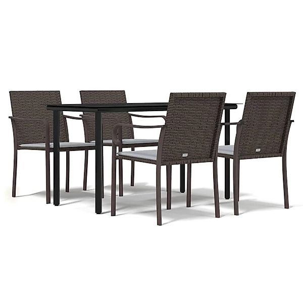 vidaXL 5-Tlg Garten-Essgruppe mit Kissen Poly Rattan und Stahl 3186957 günstig online kaufen