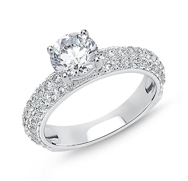 JEWLIX Verlobungsring Silber mit Zirkonia Hauptstein und Solitär Pavé Desig günstig online kaufen