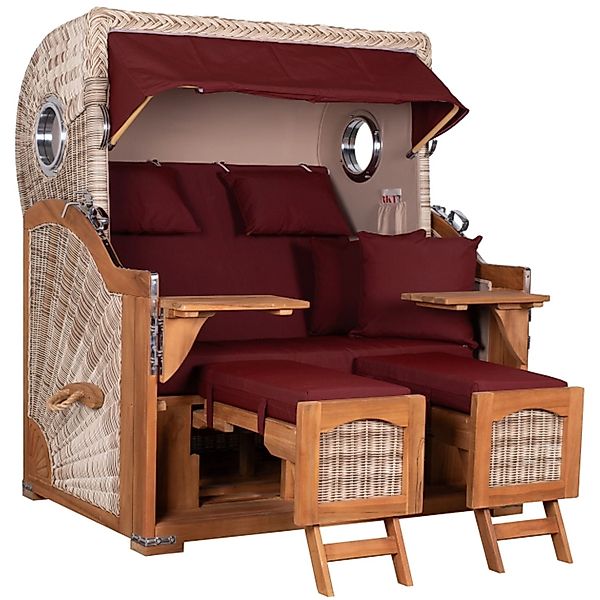 GarWoh Strandkorb Rantum Grande Teak PE Shell Dessin 550 günstig online kaufen