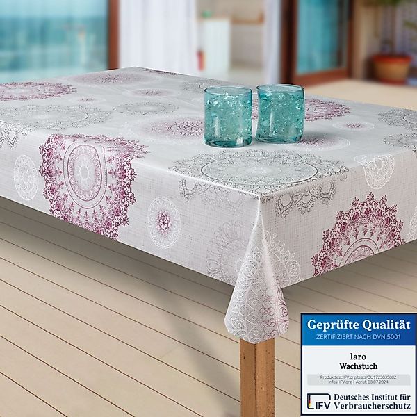 laro Tischdecke Wachstuch-Tischdecken Abwaschbar Mandala grau günstig online kaufen