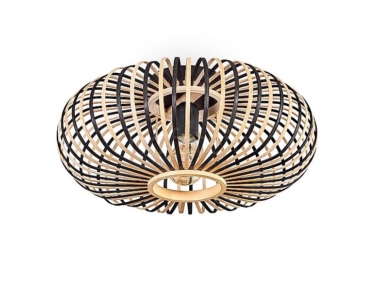hofstein Deckenleuchte moderne Deckenlampe aus Metall/Bambus in Schwarz/Nat günstig online kaufen