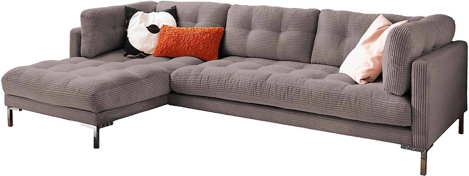 Trends by HG Ecksofa »Landau L-Form«, in Cord-Stoff mit Metallfuß günstig online kaufen