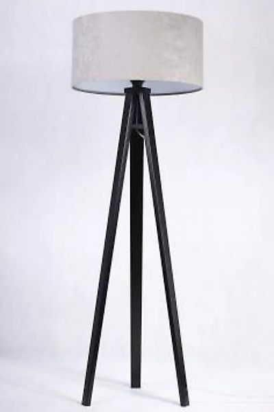 Stehlampe Holz Silber Dreibein 145cm Retro Wohnzimmer günstig online kaufen