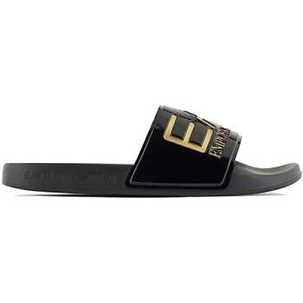 Ea7 Emporio Armani  Zehensandalen Visibility Logo Slides Shiny Black/Gold günstig online kaufen