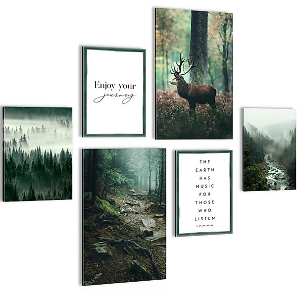 Novart Wandbild Wald Hirsch KOMPLETT AUFHÄNGFERTIG günstig online kaufen