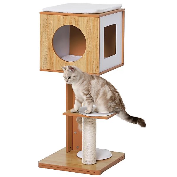 PawHut Kratzbaum  Katzenmöbel mit Höhle & Sisalpfosten, 4 Kissen, MDF, 50x4 günstig online kaufen